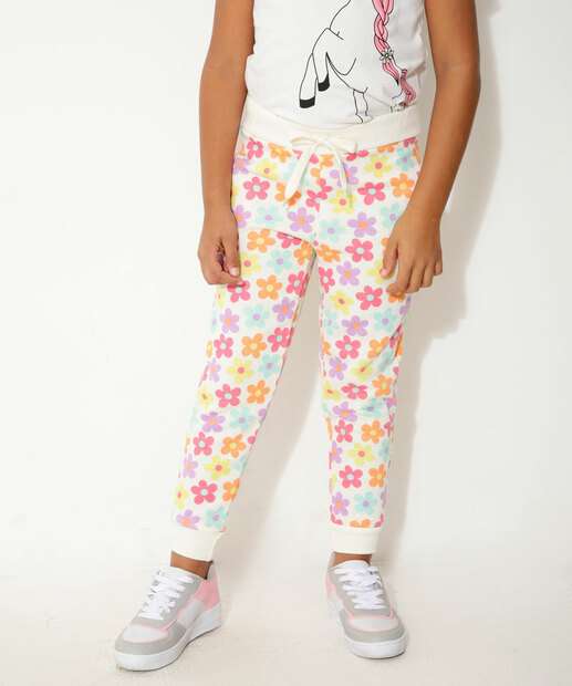 Calça Infantil Jogger Moletom Floral Marisa Tam 4 a 12