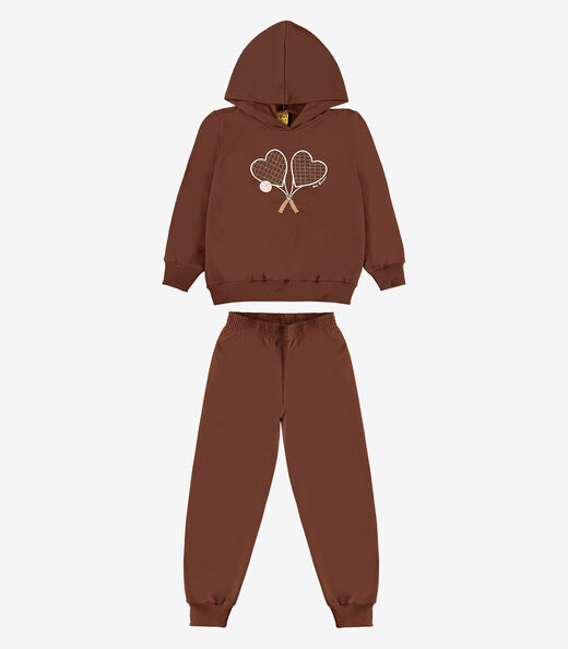 Conjunto Blusão com Calça Moletom Rovi Kids Marrom