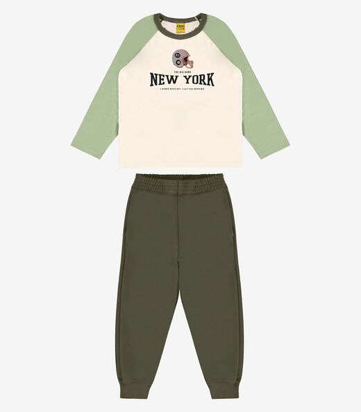 Conjunto Camiseta Manga Longa Com Calça Rovi Kids Verde