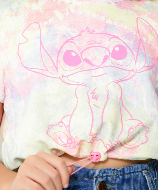 Blusa Juvenil Tie Dye Stitch Disney Tam 10 a 16