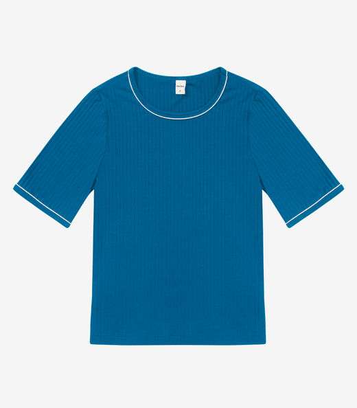 Blusa Feminina Ribana Canelada Azul
