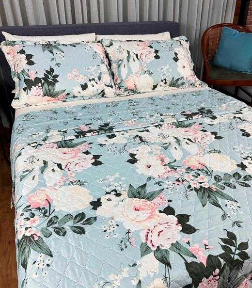 Cobreleito Queen Estampado Dupla Face Lepper Azul