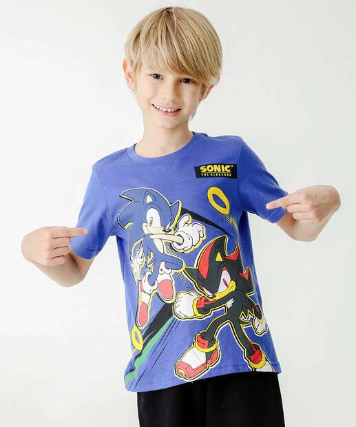 Camiseta Infantil Estampa Sonic Tam 4 a 10