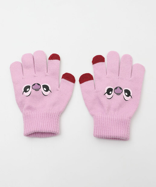 Kit Infantil Touca e Luva Bordado Stitch Disney Tam 4 a 8 Rosa