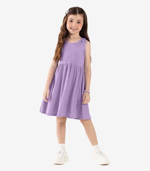 Vestido Infantil Canelado Lurex Rovi Kids Roxo