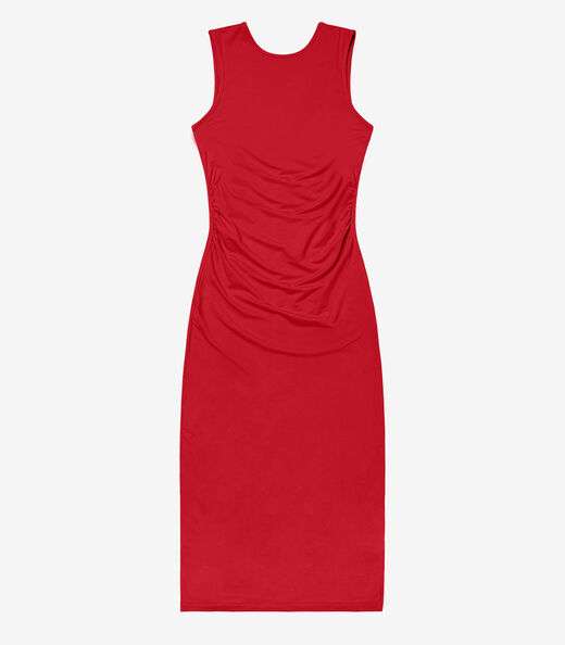 Vestido Midi em Molecotton de Viscose Rovitex Vermelho