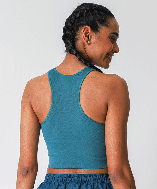 Top Fitness Nadador Sem Costura Marisa Azul