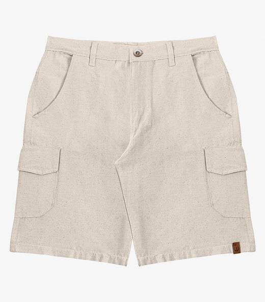Bermuda Masculina Sarja Com Bolsos Cargo  Shift Bege