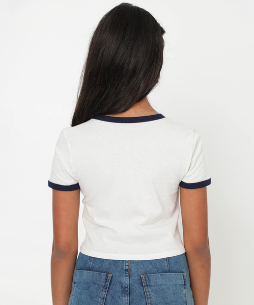 Blusa Juvenil Cropped Stitch Tam 10 a 16 Off White