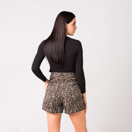 Shorts Feminino Modal Estampa de Onça Disparate