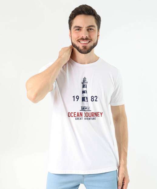 Image_Camiseta Masculina Estampa Frontal Marisa Off White