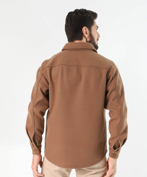 Casaco Masculino Polivelour Bolsos MR Caqui