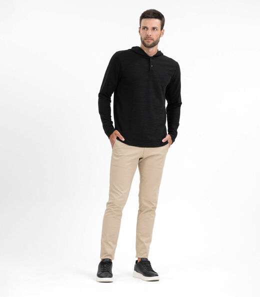 Blusão Masculino Com Capuz Maquinetado Diametro Preto