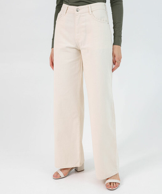 Calça Feminina Sarja Wide Leg Marisa Bege