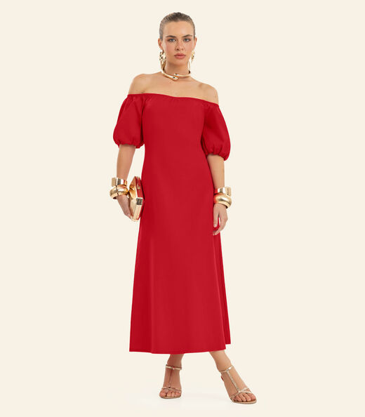 Image_Vestido Feminino Midi Manga Bufante Endless Vermelho
