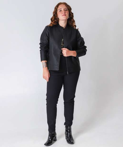 Jaqueta Plus Size Feminina Básica Marisa Preto