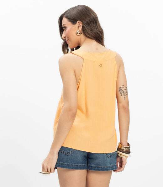 Regata Viscose Slub Feminina Endless Laranja