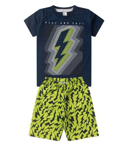 Conjunto Menino Meia Malha Estampado Kappes Azul