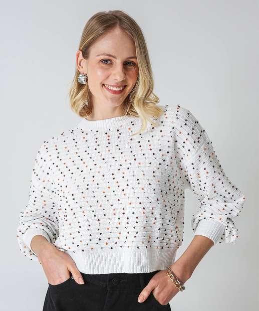 Image_Suéter Feminino Tricô Textura Marisa Bege