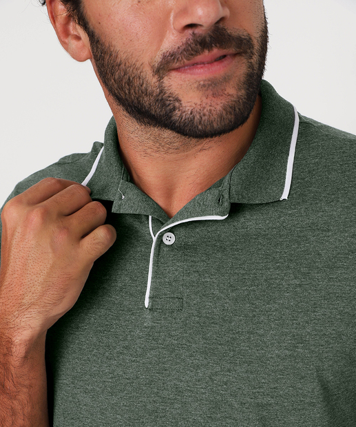 Polo Masculina Botões Manga Curta Marisa Verde