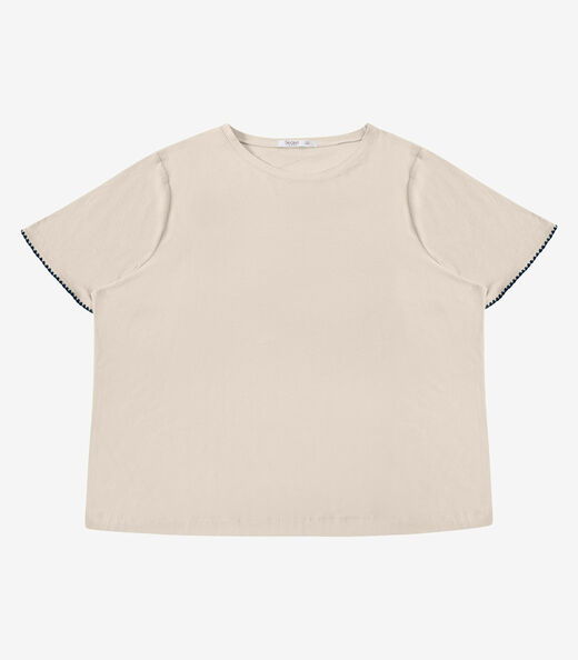 Blusa Feminina Viscose Ponto Concha Secret Glam Bege