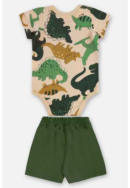 Conjunto Body Dino e Bermuda Bebê Up Baby