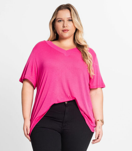 Image_Blusa Feminina Plus Size Básica Secret Glam Rosa