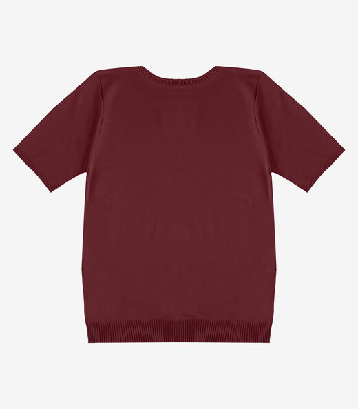 Blusa Feminina Manga Curta Lisa Em Tricot Dianna Vermelho