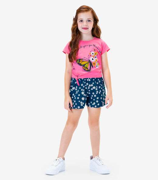 Conjunto Blusa com Shorts Rovi Kids Rosa