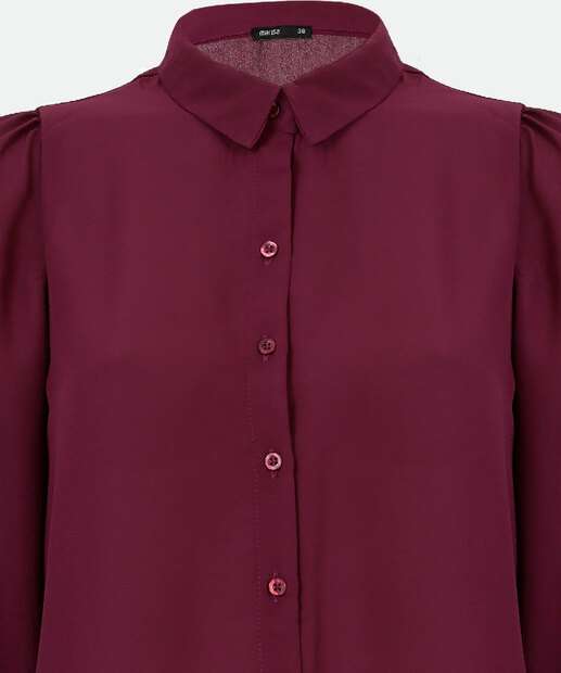 Camisa Feminina Pregas Manga Longa Marisa 