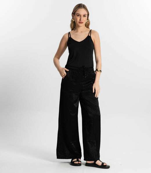 Blusa De Alça Semi Acabada Malha Delicate Rovitex Preto