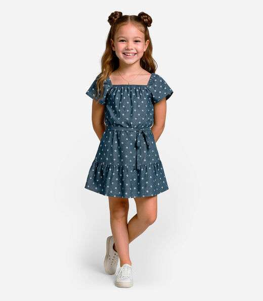 Image_Vestido Curto Infantil Com Cinto De Algodão Select Azul