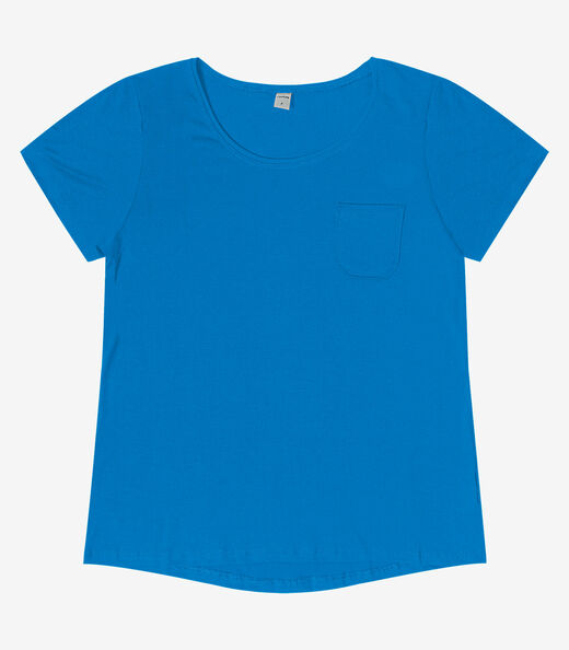 Blusa Feminina Viscotorcion Com Bolso Rovitex Azul