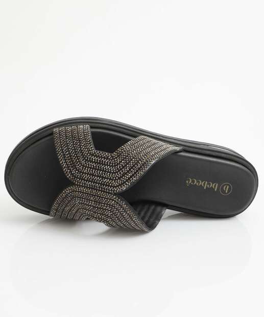 Tamanco Feminino Flatform Strass Bebecê Preto