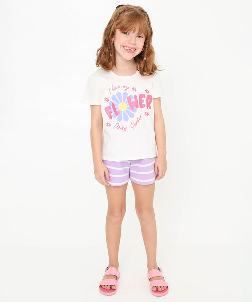 Conjunto Infantil Estampado Marisa Tam 4 a 10 Off White
