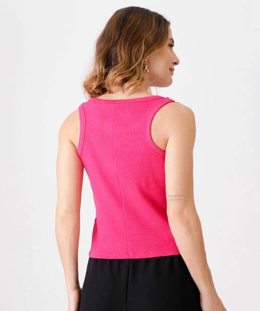 Blusa Regata Feminina Canelada Marisa Rosa