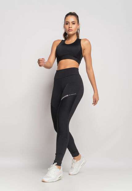 Top Suplex Esportivo Poliamida Liso Com Recorte Preto Salvatore