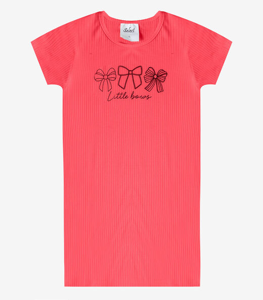 Vestido Infantil Ribana Canelada E Estampa Select Laranja