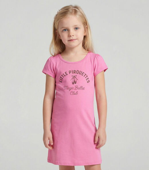 Image_Vestido Infantil Manga Curta Estampado Select Rosa