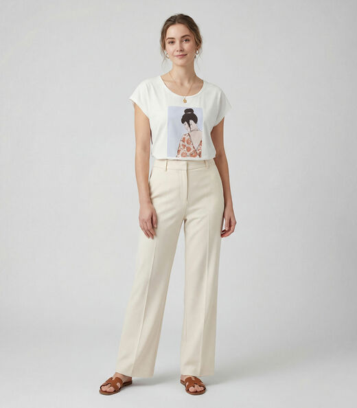 Image_Blusa Feminina Manga Curta Infinita Cor Bege