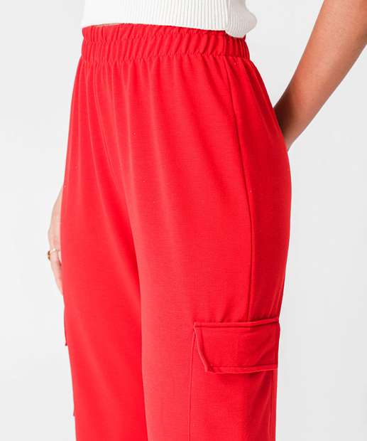 Calça Moletinho Feminina Cargo Marisa Vermelho