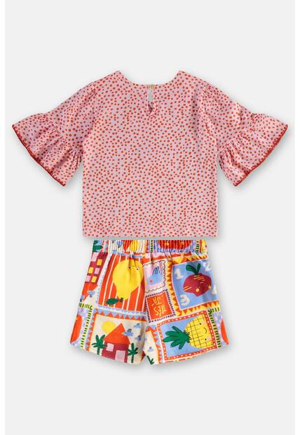 Conjunto Menina Blusa e Short-Saia Três e Já
