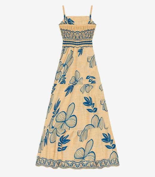 Vestido Longo Feminino Lastex Estampado Select Azul