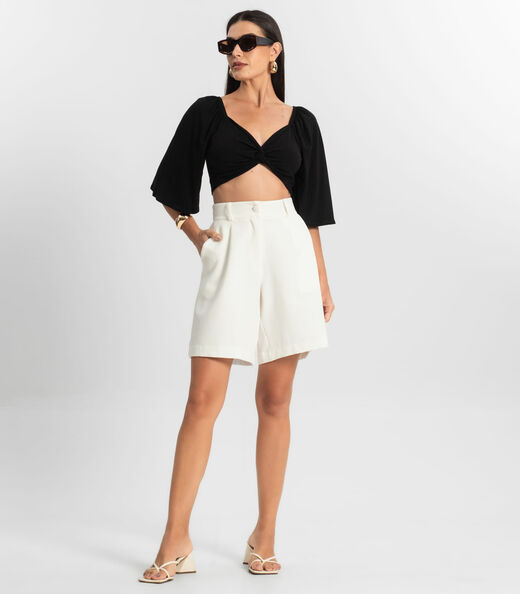 Blusa Cropped Feminina Nózinho Rovitex Preto