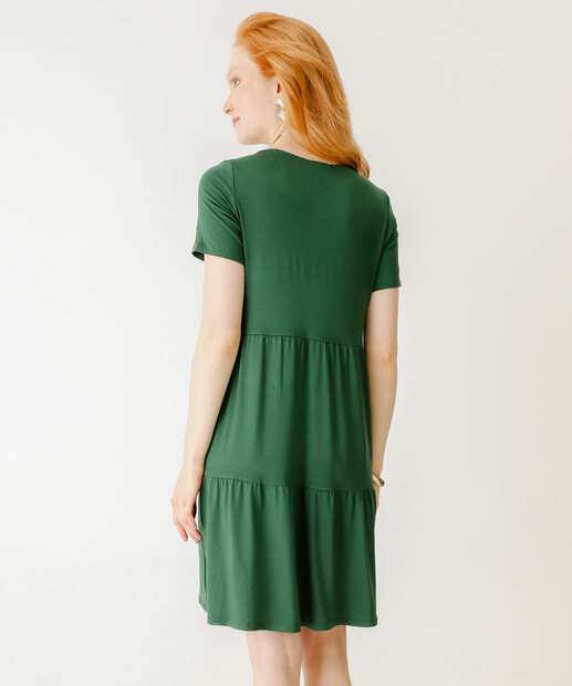 Vestido Feminino Manga Curta Marisa Verde