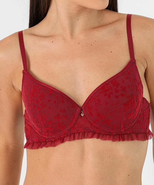 Sutiã Com Base E Com Bojo Estampado Marisa Vermelho