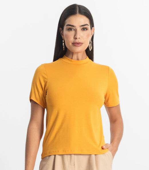 Blusa Feminina Básica em Malha Visco Rovitex Amarelo