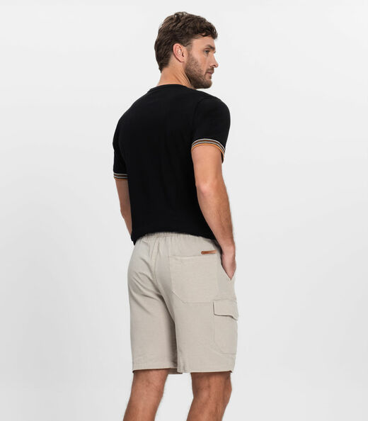 Bermuda Masculina Sarja Cargo Com Elástico Shift Bege