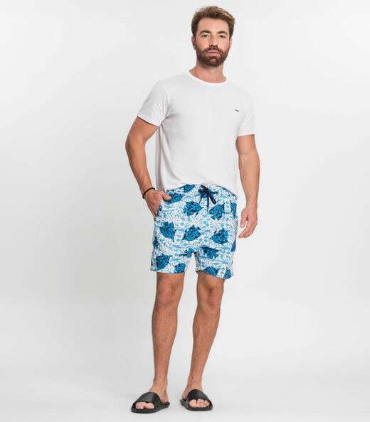 Shorts Masculino Estampado Microfibra Rovitex Azul