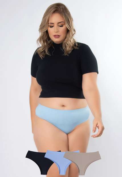 Image_Kit 3 Calcinhas Pérola Plus Size Microfibra Concept Lingerie Multicolorido